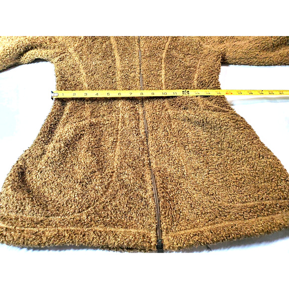 ATHLETA Womens Small Jacket TEDDY COAT Full Zip Fleece Comfy Pockets Brown - Picture 8 of 10